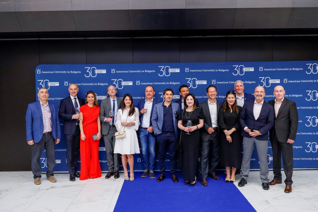 Dimitar Nachkov with fellow faculty and alumni at the AUBG 30th Anniversary Gala, Personal archives